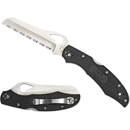 Spyderco 2024 Spyderco Cara Cara 2 Rescue Lightweight Black Serrated SPY-BY17SBK2